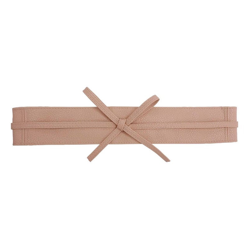 Ayliss Women Soft Leather Obi Belt Self Tie Wrap Cinch Belt,Nude Pink - Image 4